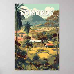 Poster Ilustração de Comores Viagem Arte Vintage