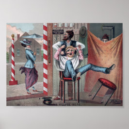 Poster Ilustração de Compro de Barber Comical Vintage