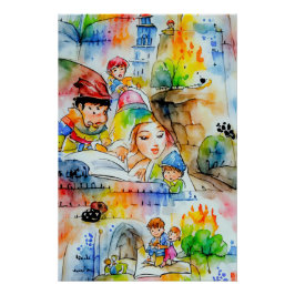 Pôster Ilustração de Contorno de Fadas Quimáticas