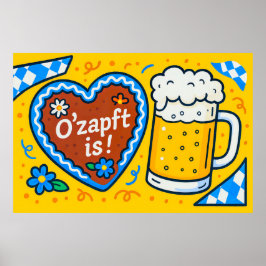 Poster Ilustração de Coração e Cerveja em Quadrinhos do O