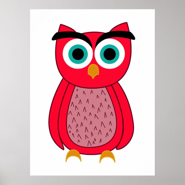Poster Ilustração de Coruja Rosa Fofa (Frente)