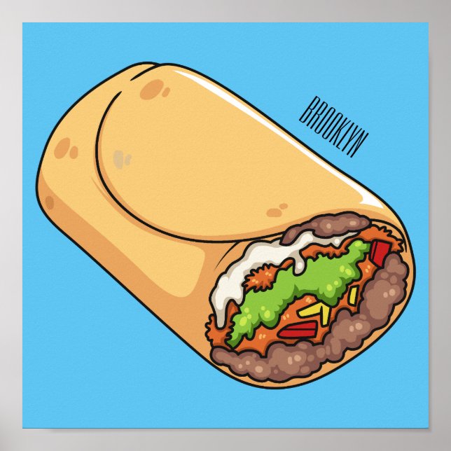Poster Ilustração de desenho animado burrito (Frente)