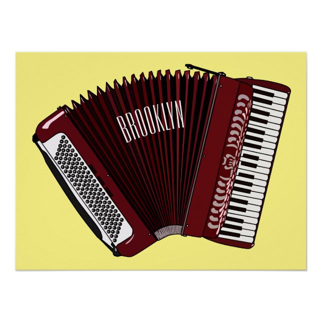 Pôster Ilustração de desenho animado de Accordion (Frente)