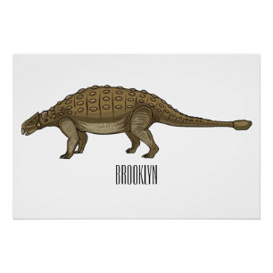 Pôster Ilustração de desenho animado de Ankylosaurus