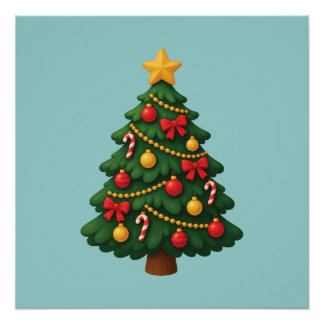 Pôster Ilustração de desenho animado de árvore de Natal d