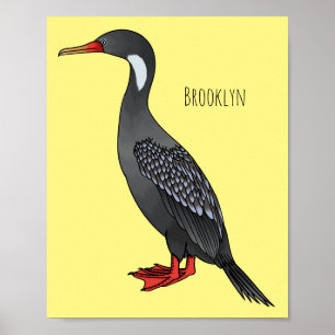 Poster Ilustração de desenho animado de aves corvos-verme