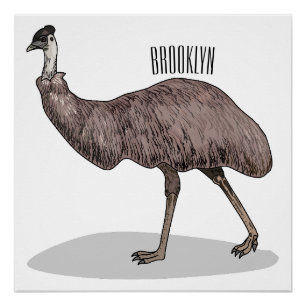 Pôster Ilustração de desenho animado de aves da Emu