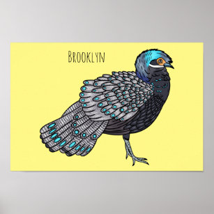 Poster Ilustração de desenho animado de aves faisão de pa