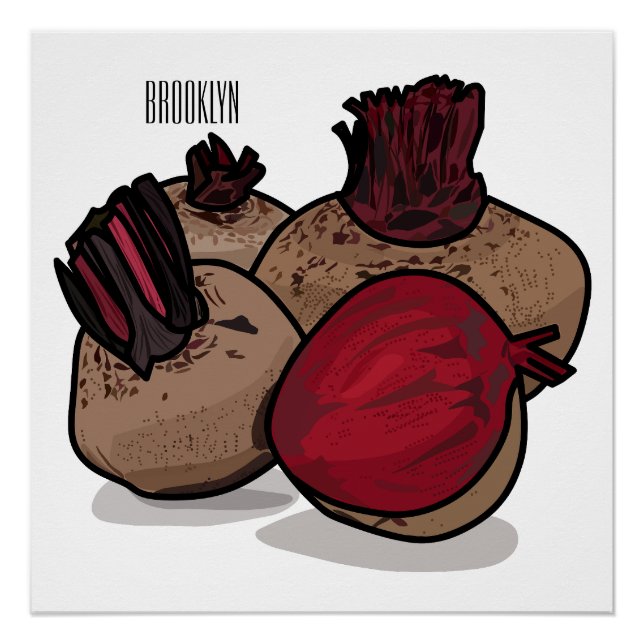 Pôster Ilustração de desenho animado de beterraba (Frente)