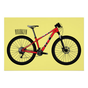 Pôster Ilustração de desenho animado de bicicleta