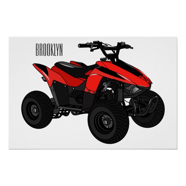 Pôster Ilustração de desenho animado de bicicleta atv (Frente)
