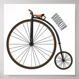Poster Ilustração de desenho animado de bicicleta de alta