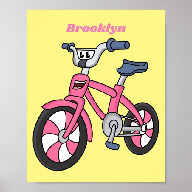 Poster Ilustração de desenho animado de bicicleta de cria (Frente)
