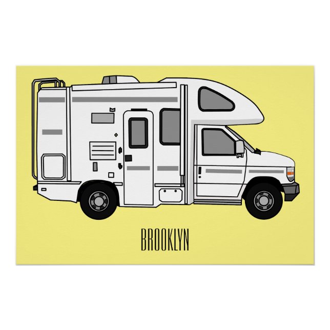Pôster Ilustração de desenho animado de Campervan (Frente)