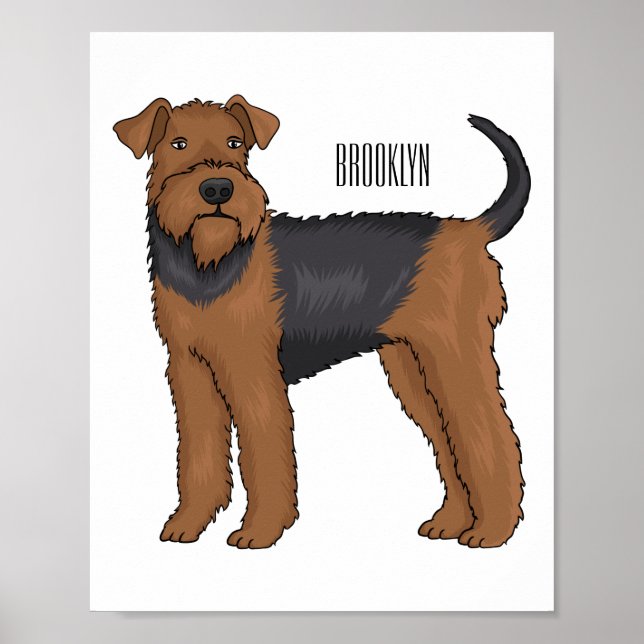 Poster Ilustração de desenho animado de cão Airedale terr (Frente)