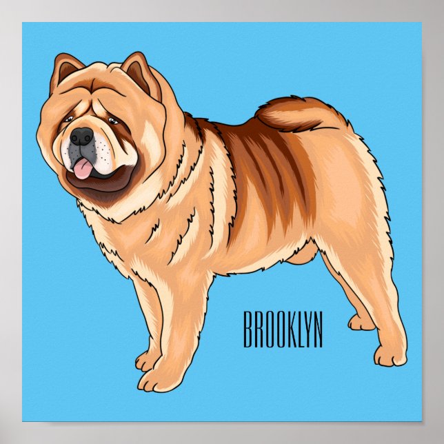 Poster Ilustração de desenho animado de cão Chow Chow (Frente)