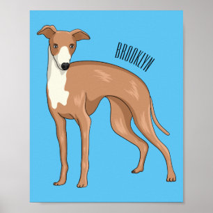 Poster Ilustração de desenho animado de cão Greyhound