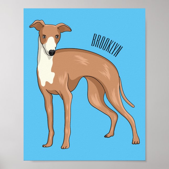 Poster Ilustração de desenho animado de cão Greyhound (Frente)