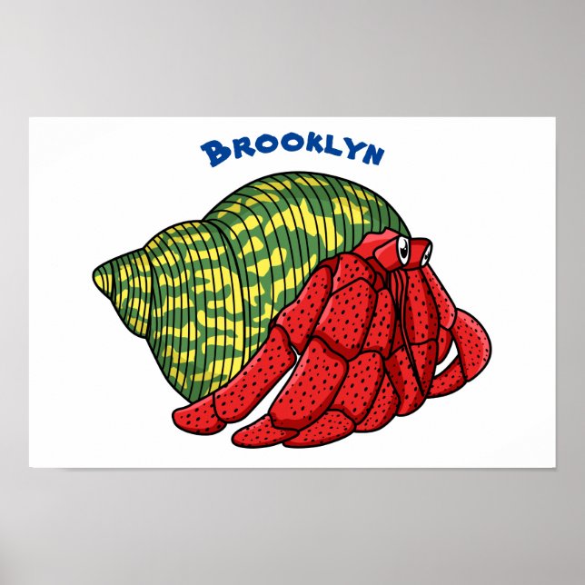 Poster Ilustração de desenho animado de caranguejo-ermitã (Frente)