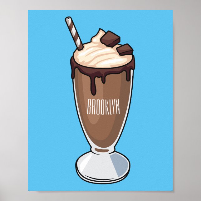 Poster Ilustração de desenho animado de Chocolate Milksha (Frente)