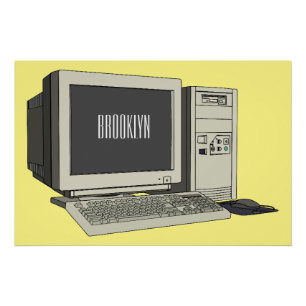 Pôster Ilustração de desenho animado de computador