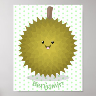 Poster Ilustração de desenho animado de duriano feliz