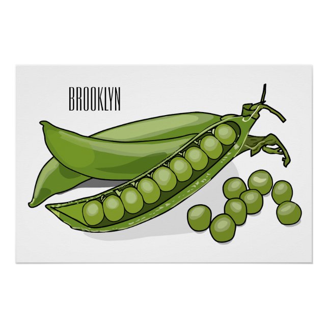 Pôster Ilustração de desenho animado de ervilha (Frente)