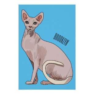 Pôster Ilustração de desenho animado de gato esphynx