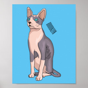 Poster Ilustração de desenho animado de gato esphynx