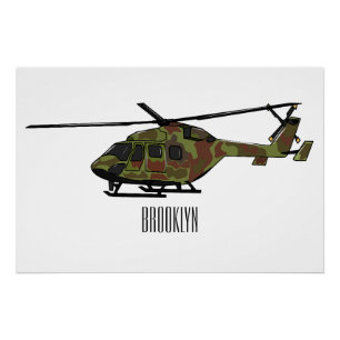 Pôster Ilustração de desenho animado de helicóptero do ex