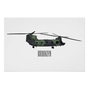 Pôster Ilustração de desenho animado de helicóptero do ex
