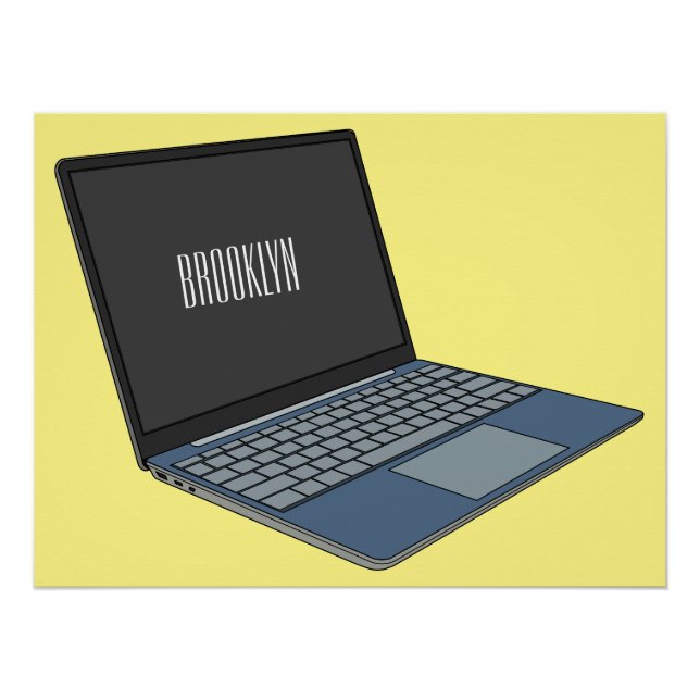 Pôster ilustração de desenho animado de laptop (Frente)