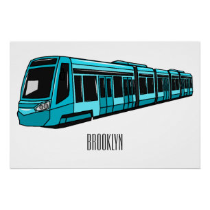 Pôster Ilustração de desenho animado de locomotiva elétri