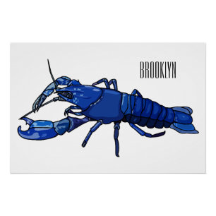 Pôster Ilustração de desenho animado de marron azul