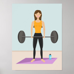 Poster Ilustração de desenho animado de menina fofa levan