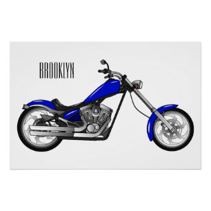 Pôster Ilustração de desenho animado de motocicleta Chopp