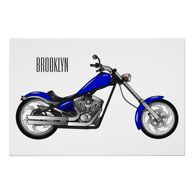 Pôster Ilustração de desenho animado de motocicleta Chopp (Frente)