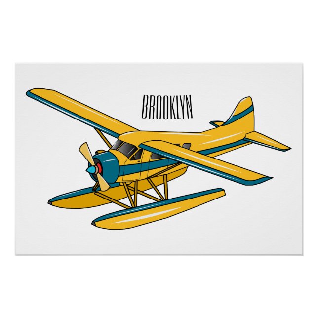 Pôster Ilustração de desenho animado de Seaplane (Frente)