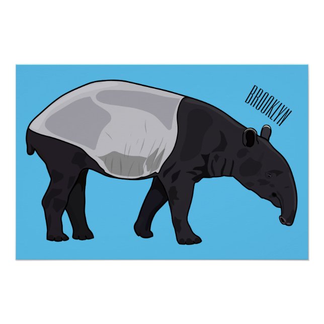 Pôster Ilustração de desenho animado de Tapir (Frente)
