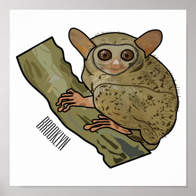 Poster Ilustração de desenho animado de Tarsier (Frente)