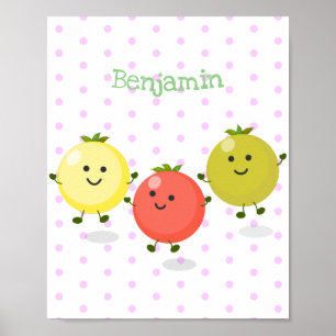 Poster Ilustração de desenho animado de tomate de cerej