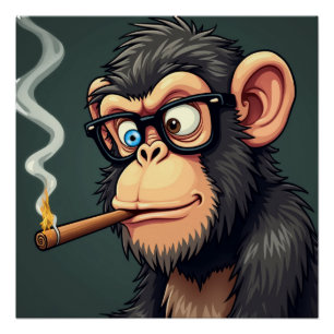 Pôster Ilustração de desenho animado de um macaco engraça