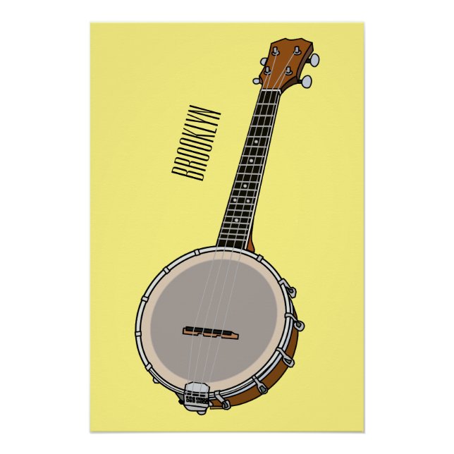 Pôster Ilustração de desenho animado do Banjo (Frente)
