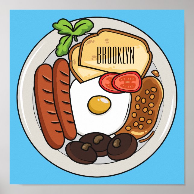 Poster Ilustração de desenho animado do café da manhã em  (Frente)