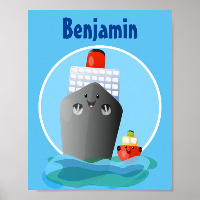 Poster Ilustração de desenho animado do navio de linha do (Frente)