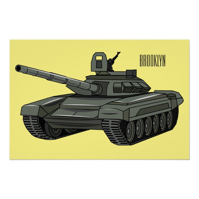 Pôster Ilustração de desenho animado do Tanque (Frente)