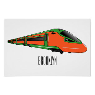 Pôster Ilustração de desenho animado do trem de bala