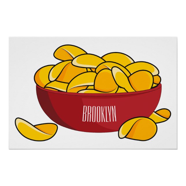 Pôster Ilustração de desenho animado em chip de batata (Frente)