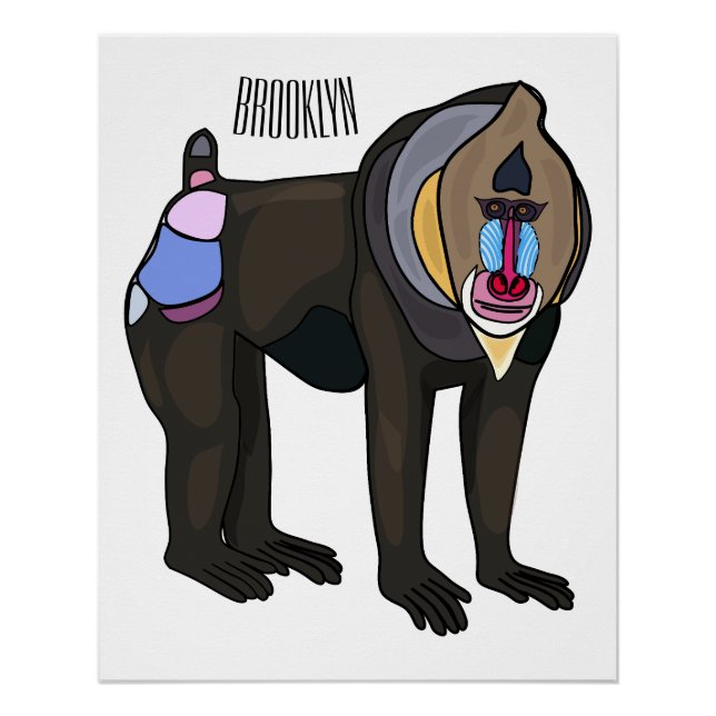 Pôster Ilustração de desenho animado Mandrill (Frente)