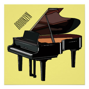 Pôster Ilustração de desenho animado Piano